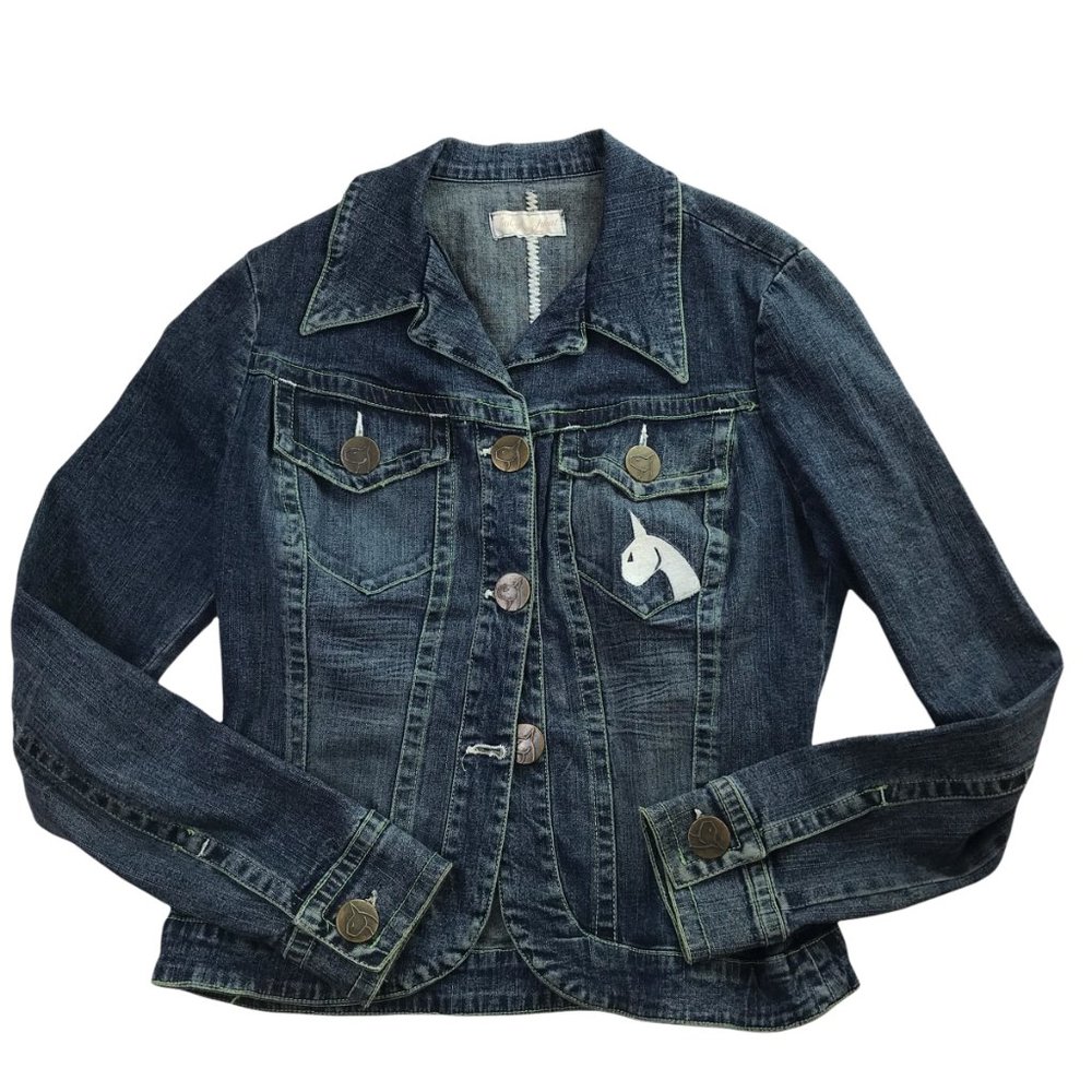 LADIES BABY PHAT Denim Jean Jacket.  Size Women's Large, Fitted, Tailored Fit
